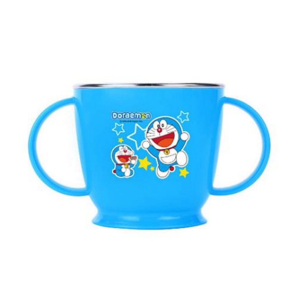 【震撼精品百貨】Doraemon 哆啦A夢 哆啦A夢 DORAEMON 雙把不鏽鋼杯240ML(底部止滑)*30841 震撼日式精品百貨