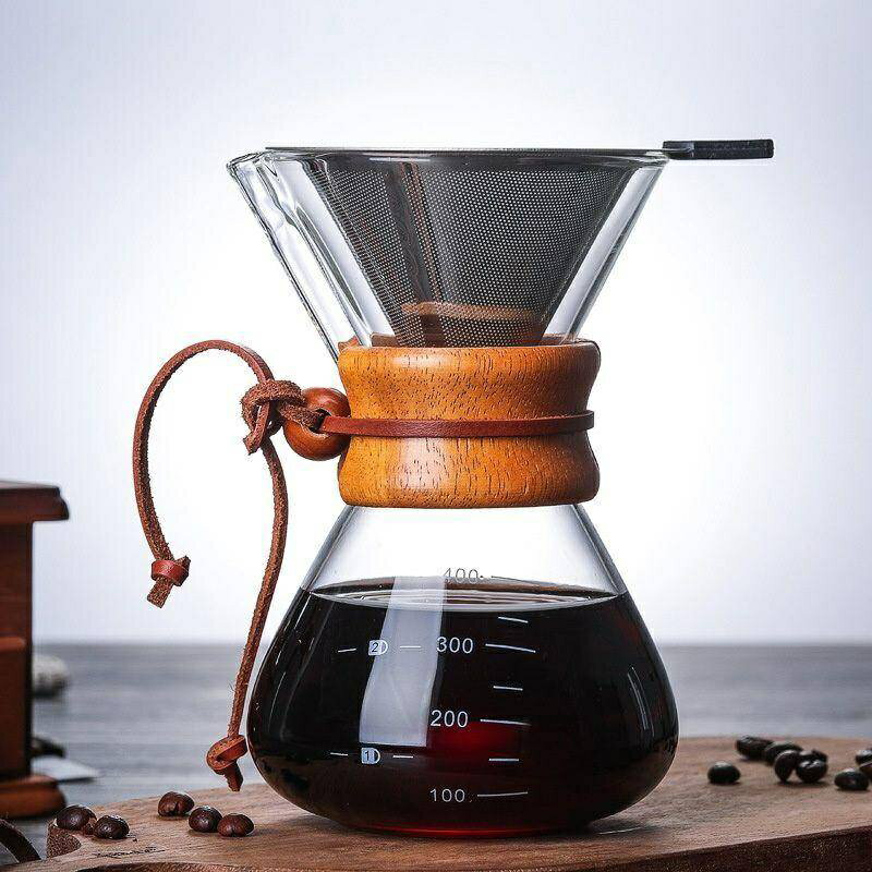 濾杯 咖啡濾杯 咖啡器具 漏斗 手衝咖啡分享壺套裝一件式壺不鏽鋼便攜過濾杯帶濾網滴漏小型家用