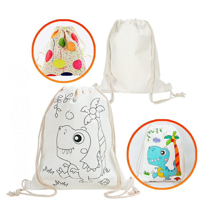 DIY兒童彩繪束口袋帆布背包(可水洗)(多款圖案)【888便利購】