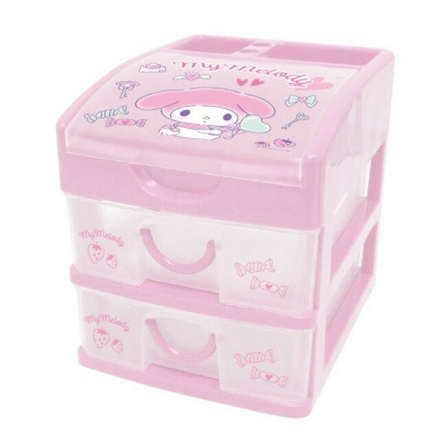 【震撼精品百貨】My Melody 美樂蒂~日本SANRIO三麗鷗 美樂蒂頂層掀蓋塑膠雙抽收納盒*53890