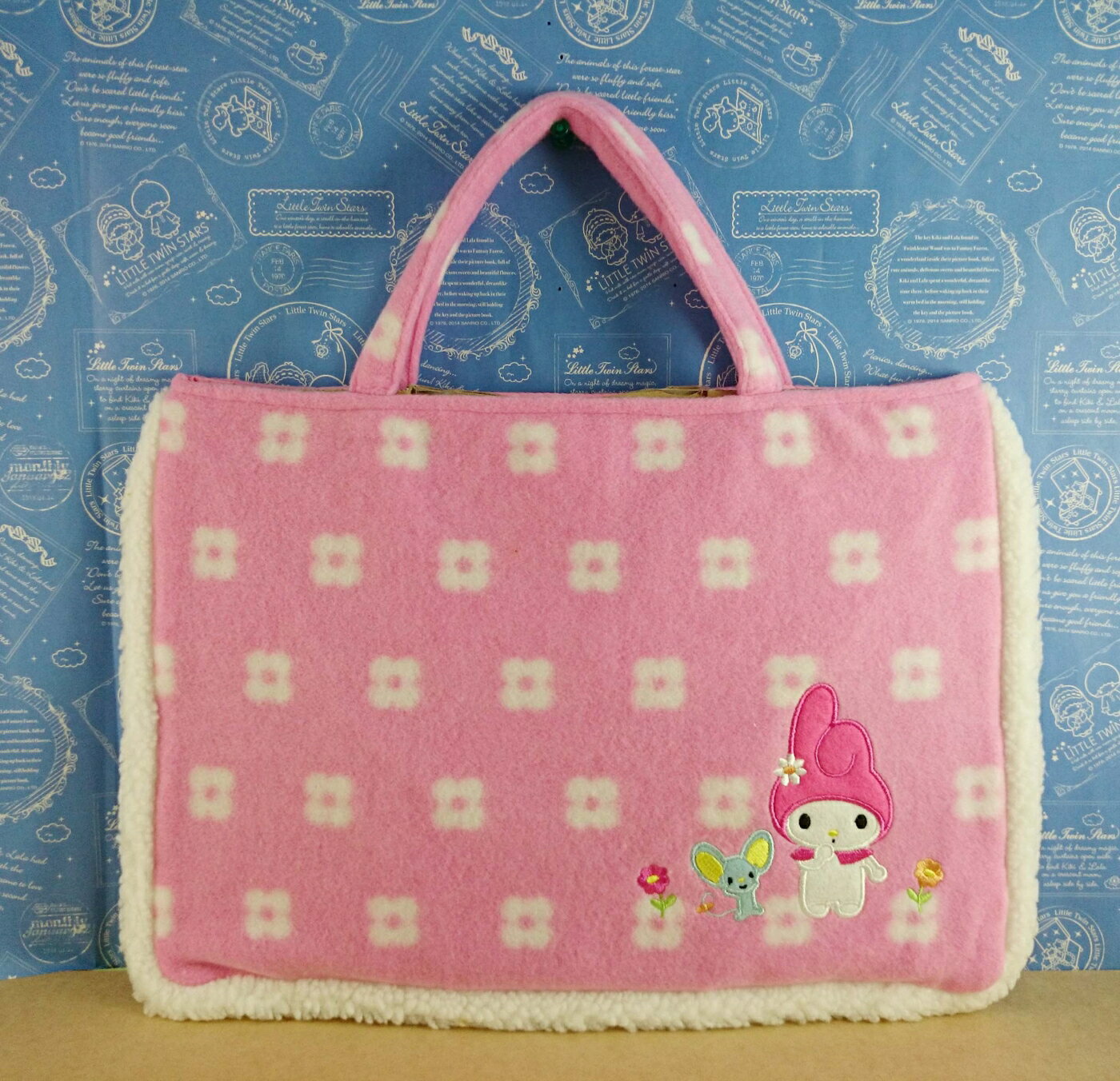 【震撼精品百貨】My Melody 美樂蒂 不織布提袋 白花朵 滿版 震撼日式精品百貨