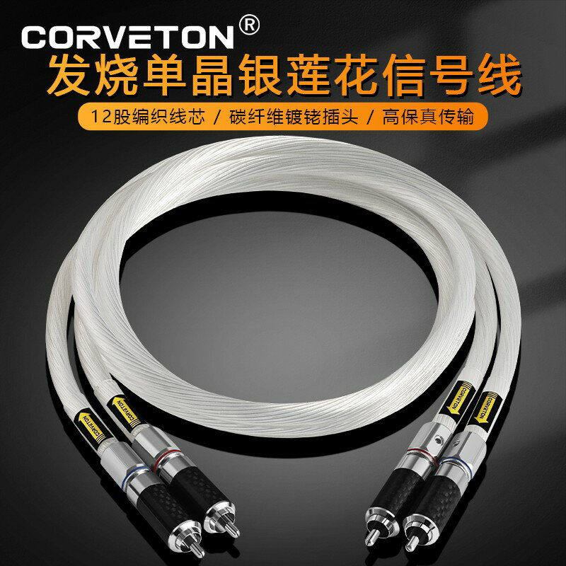 {臺灣公司貨 可打統編}荷蘭進口5NOCC單晶銀發燒功放CD機音頻線雙RCA音響膽機蓮花信號線