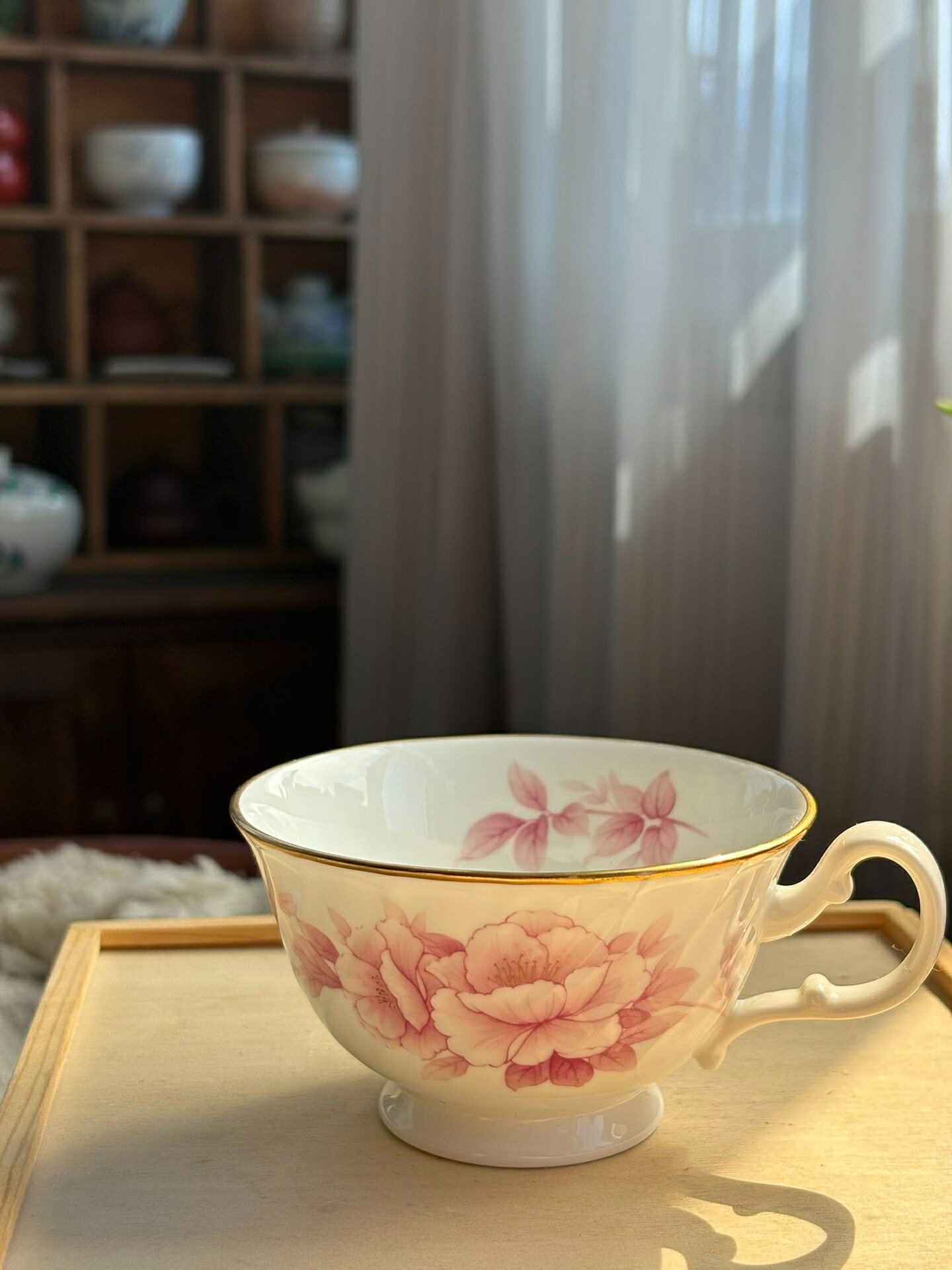 日本Noritake則武骨瓷咖啡杯 粉色牡丹描金邊 9.5cm收藏款 日式花紋 骨瓷杯 則武古董杯 送禮自用 介意脫金勿拍