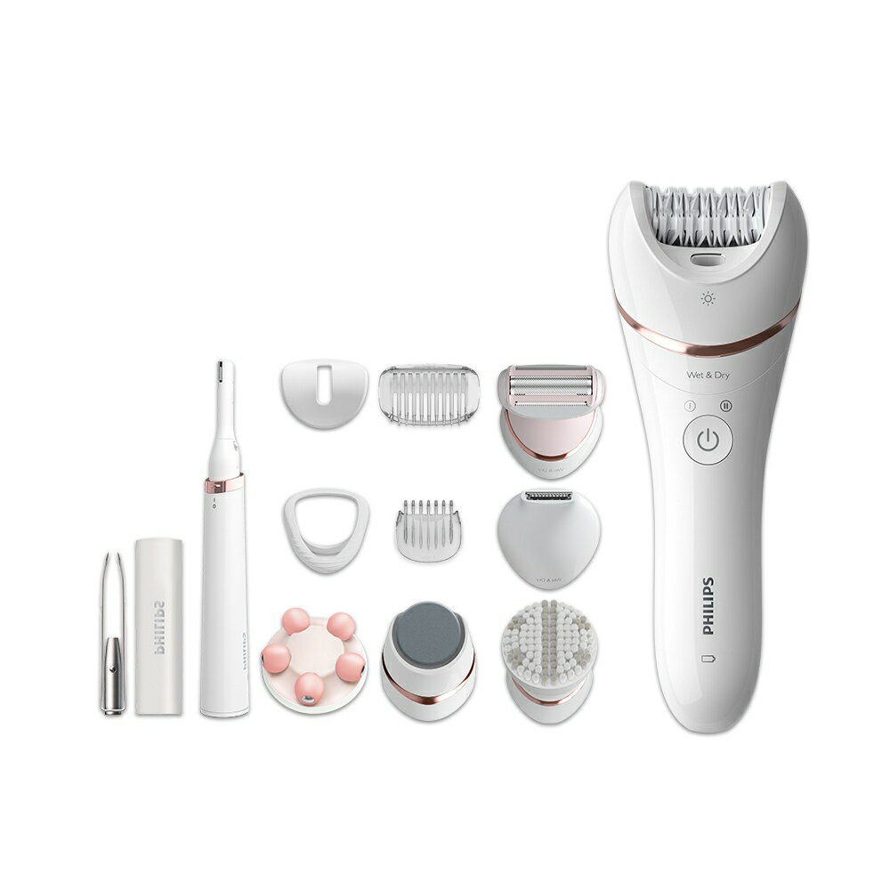 【好禮三選一】PHILIPS BRE740 飛利浦頂規版淨柔絲滑刮拔兩用美體刀修容全配12件組 除毛刀 1
