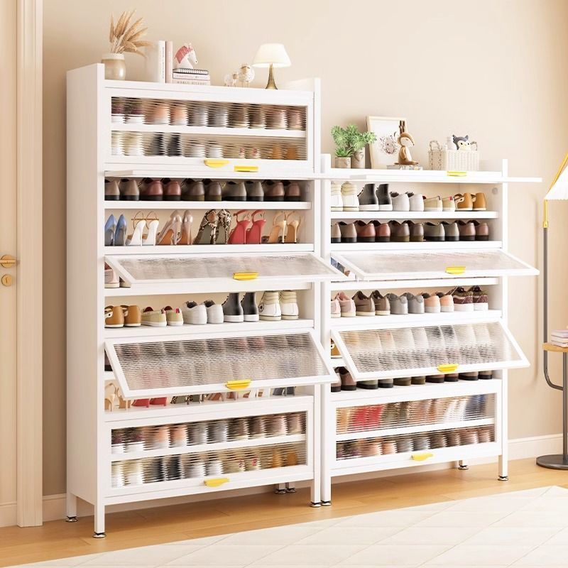 【台灣公司 超低價】加厚家用鋼制鞋柜玄關陽臺落地多層鞋架大容量儲物防塵翻開門鞋柜 3