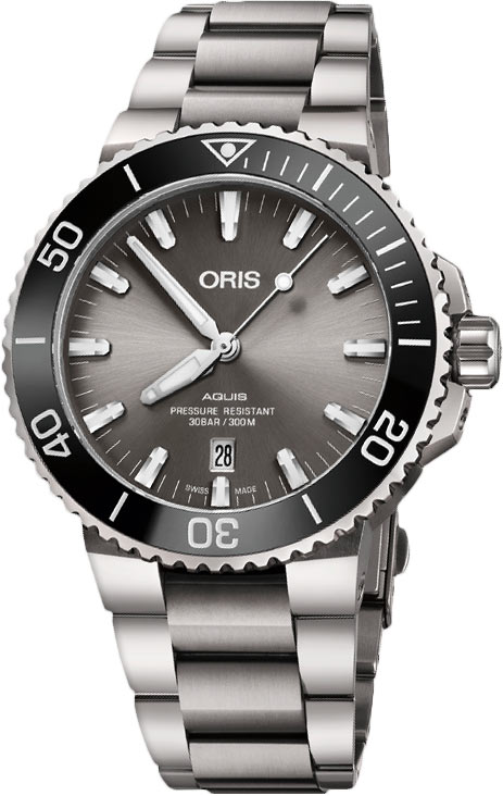 ORIS 豪利時 0173377307153-0782415PEB Aquis 時間之海系列潛水機械腕錶 鐵灰 銀 43.5mm