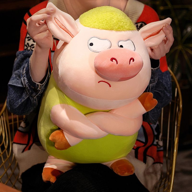 【聖誕狂歡】可愛拽拽豬綠毛生氣豬毛絨玩具豬豬公仔男女物禮物搞怪布娃娃玩偶