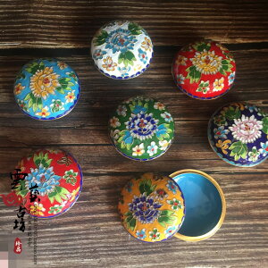 老北京景泰藍掐絲琺瑯首飾盒印泥盒老貨粉盒