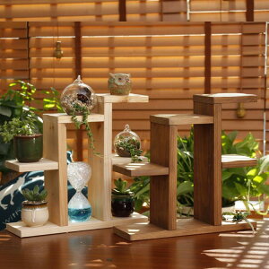 花架 實木制桌面小花架簡約辦公室多肉置物架陽臺飄窗花盆植物架子
