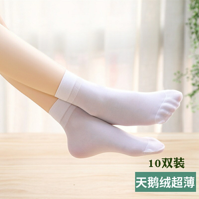 夏季純白色短絲襪女超薄款天鵝絨短襪子學生可愛日系少女白絲襪短