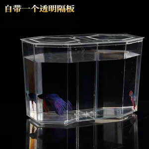斗魚缸 斗魚雙缸帶孔高透菱形斗魚盒孵化盒隔離盒桌面造景金魚烏龜缸