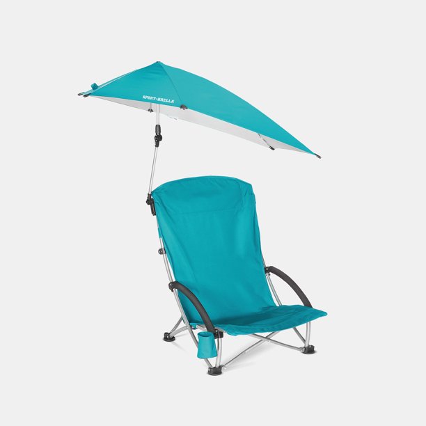 【Sport-Brella】沙灘椅遮陽傘組SPORT-BRELLA BEACH CHAIR WITH ADJUSTABLE UMBRELLA AND MESH PANEL 沙灘椅 卡榫設計 遮陽傘 抗紫外線 遮陽椅 沙灘必備 美國原廠正品【正元精密】