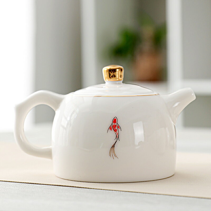 羊脂玉白瓷茶壺西施壺家用功夫茶具紅茶泡茶器陶瓷單壺單個