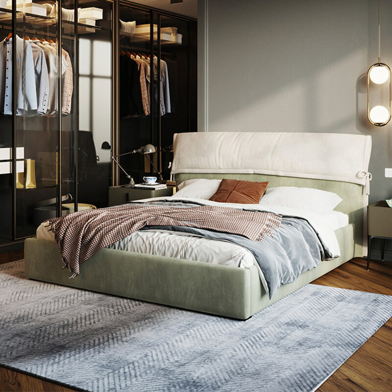 【KENS生活家具】大床 雙人床 軟床 現代簡約布藝床意式輕奢小戶型雙人床北歐1.8米主臥婚床羽絨軟包