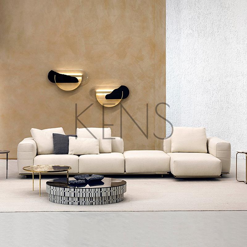 【KENS】沙發 沙發椅 意意式極簡真皮沙發現代簡約客廳小戶型直排轉角羽絨沙發組合家具