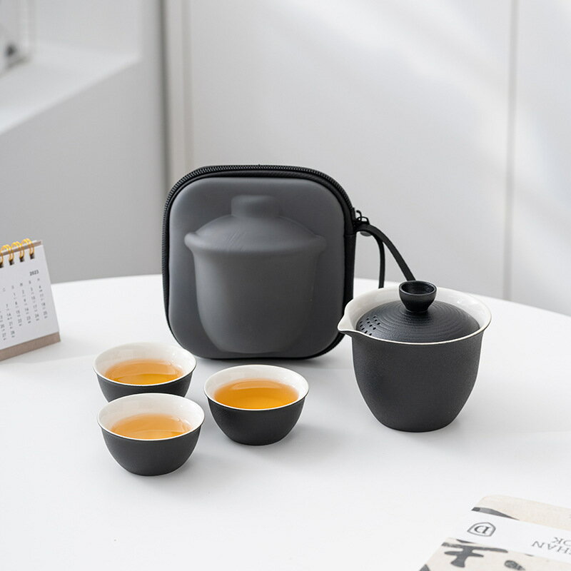 快速出貨 公司貨 旅行茶具套裝快客杯一壺三杯戶外露營茶具禮品印製logo便攜茶具