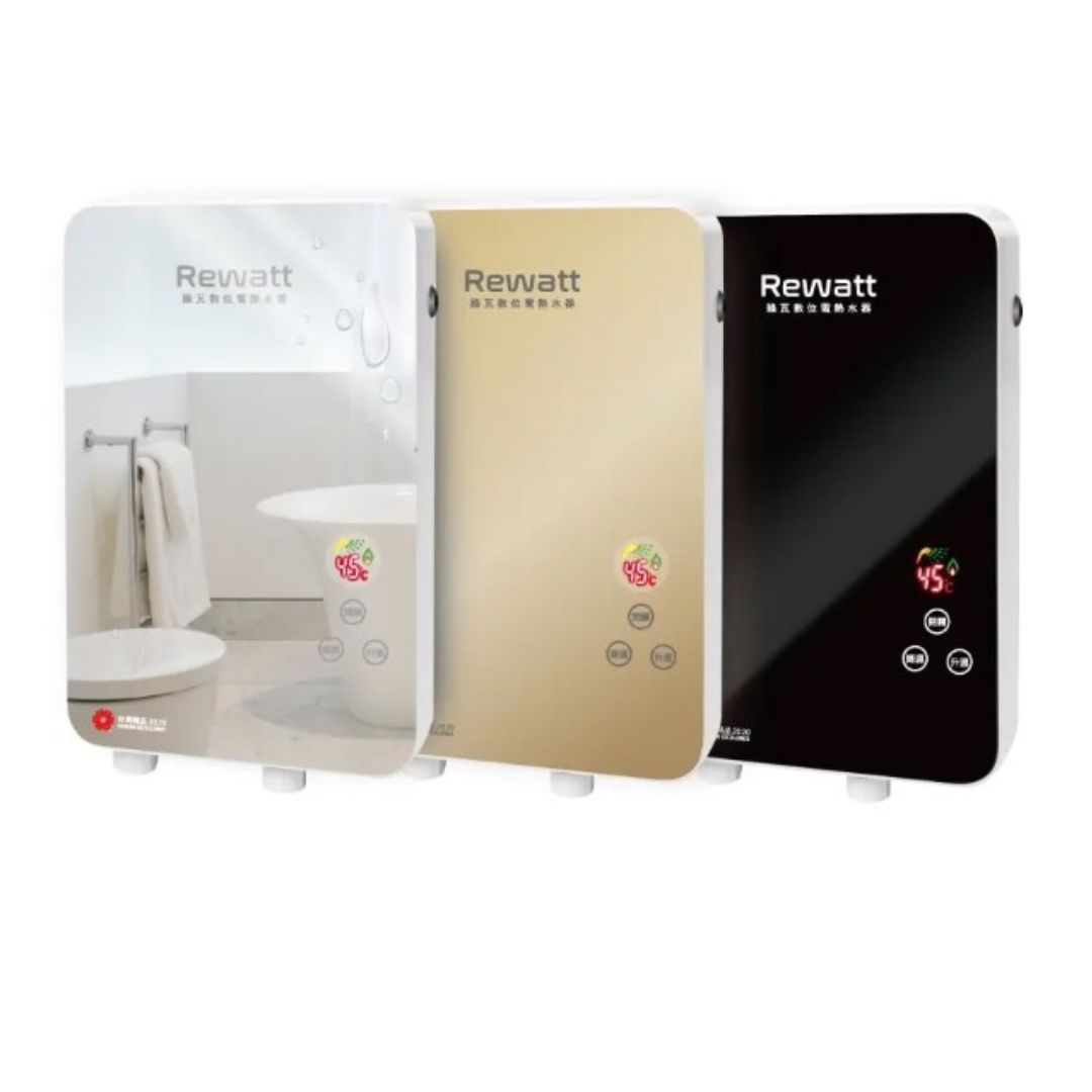 【點數10%回饋】Rewatt 綠瓦 QR-001A 數位恆溫變頻電熱水器★經典黑/香檳金/鏡面款★ 鏡面 除霧設計