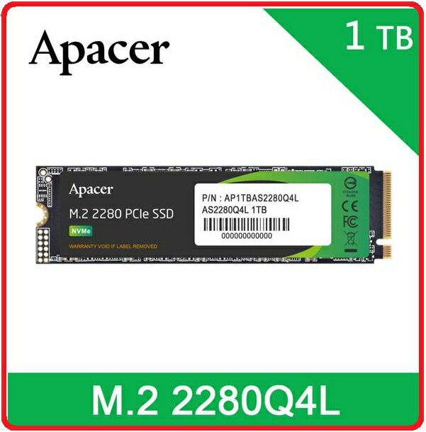 Apacer宇瞻 AS2280Q4L 1TB M . 2 PCIe 4 . 0 SSD AP1TBAS2280Q4L-1