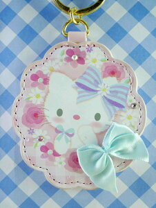 【震撼精品百貨】Hello Kitty 凱蒂貓 KITTY鑰匙圈-花皮革 震撼日式精品百貨