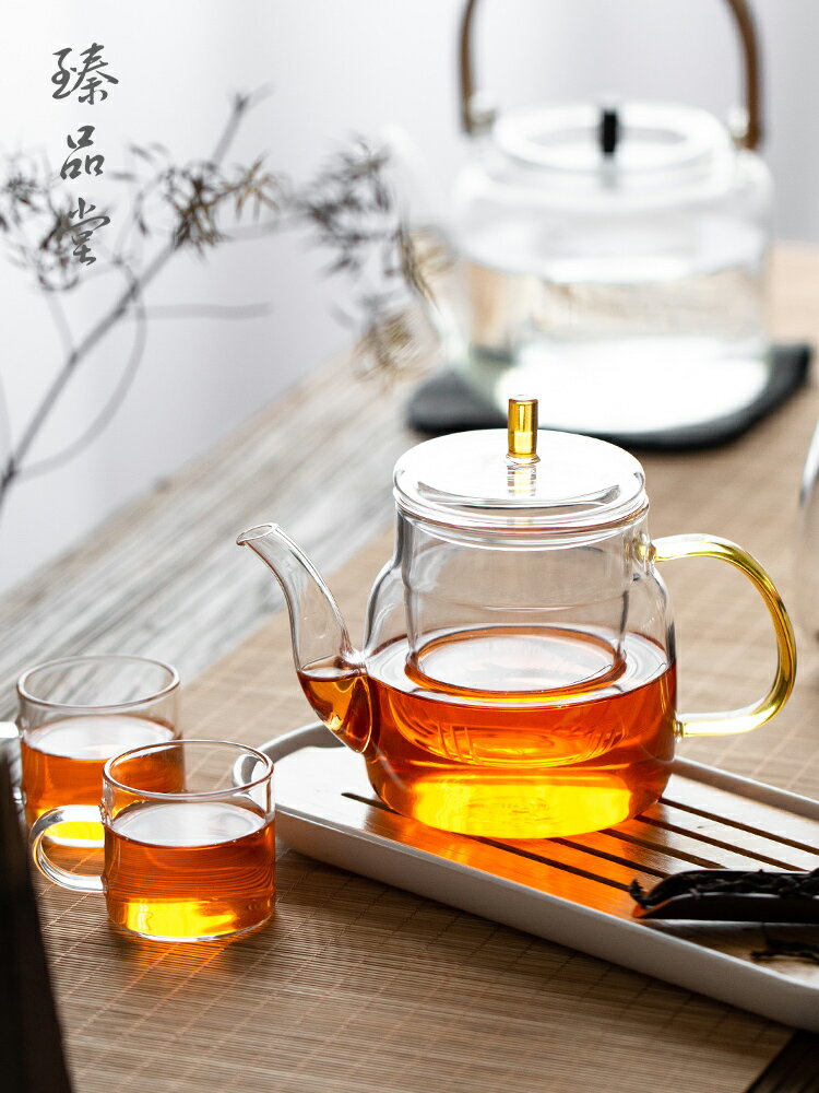 泡茶壺高溫耐熱過濾玻璃水壺泡茶器花茶家用小號煮茶功夫茶具套裝1入