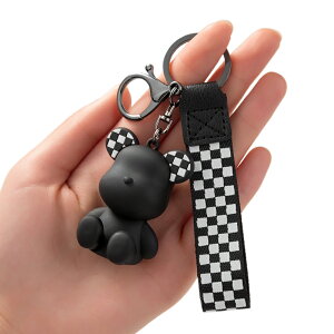 格子動物手繩鑰匙扣掛件創意卡通汽車鏈鎖匙圈環個性男女書包掛飾