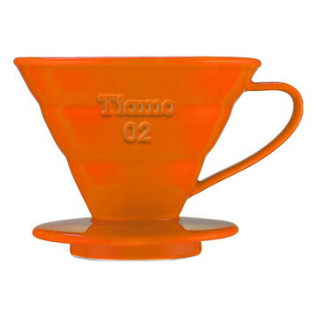 金時代書香咖啡 TIAMO V02陶瓷圓錐咖啡濾器組 (橘) 附量匙濾紙 HG5068