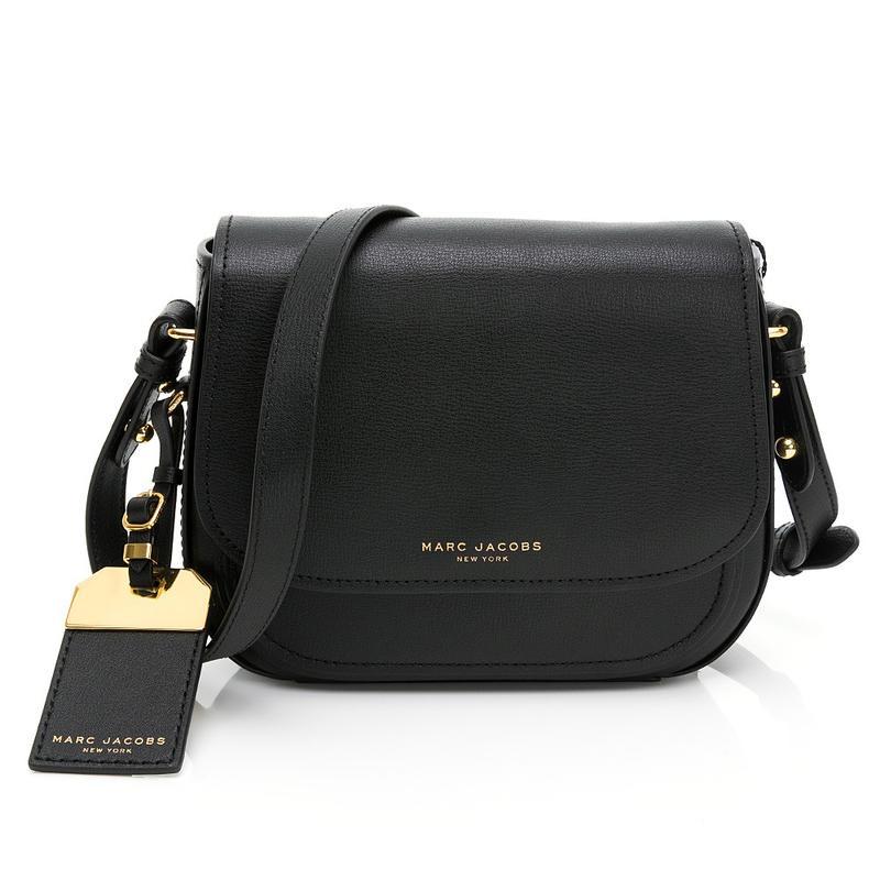 美國MJ全新正品MARC JACOBS 經典黑色、棕拚色-吊牌(大號全真皮)馬鞍包 大豬包 斜背包.-【適上班族 時尚百搭 氣質高雅 無論上班 出遊休閒均很實搭款~可放長夾 內空間容量大,造型時尚簡約有型.】&~(保證美國100% MJ正品專櫃店購入).*vivi shop* 1