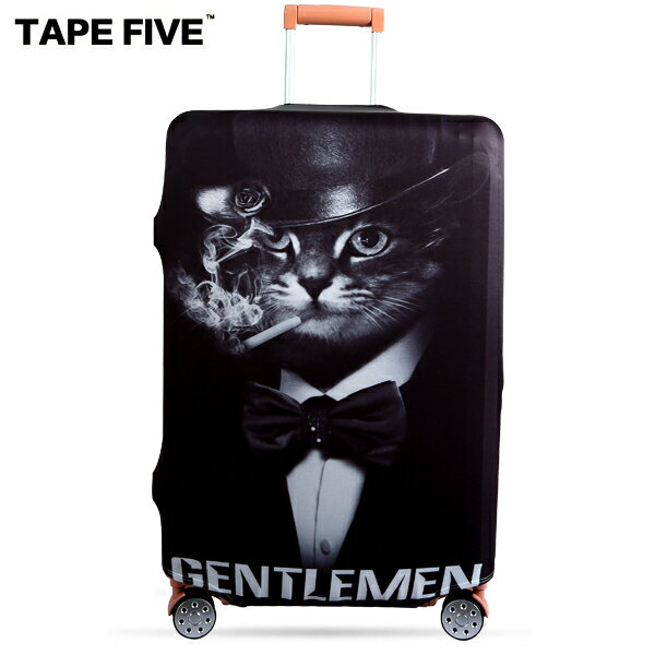 <br/><br/>  E&J【021001-23】Tape Five 貓咪紳士 高彈性行李箱套；適用27-29吋/防塵套/防刮/行李箱保護套<br/><br/>