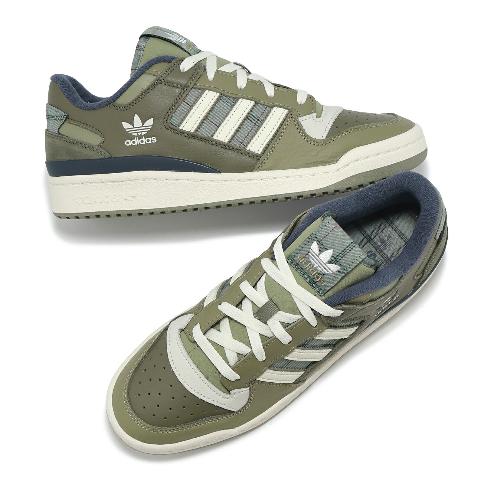 adidas 休閒鞋 Forum Low CL 男鞋 軍綠 米白 復古 格紋 愛迪達 JH9596 6
