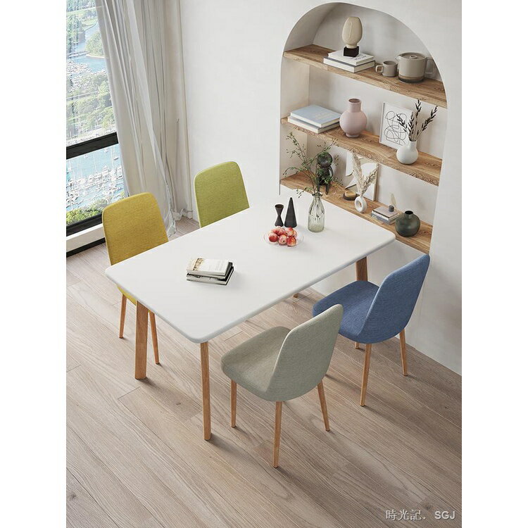 餐桌椅組 一桌四椅 餐桌家用小戶型飯桌長方形出租房實木簡易餐桌椅快餐商用吃飯桌子
