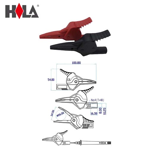 HILA海碁 2mm測試棒轉大鱷魚夾+穿刺鋼針 FC-A34