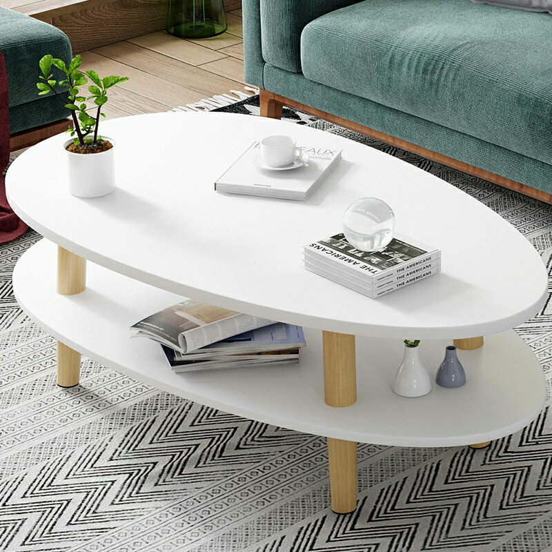 北歐茶幾家用小戶型客廳小圓桌省空間可移動沙發實木腿經濟型邊桌