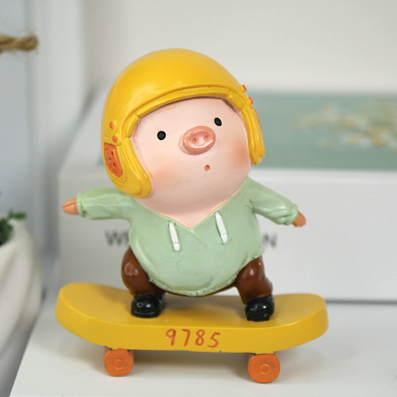 可愛小豬卡通日式物件辦公室桌面裝飾好物治愈系娃娃樹脂車上擺件