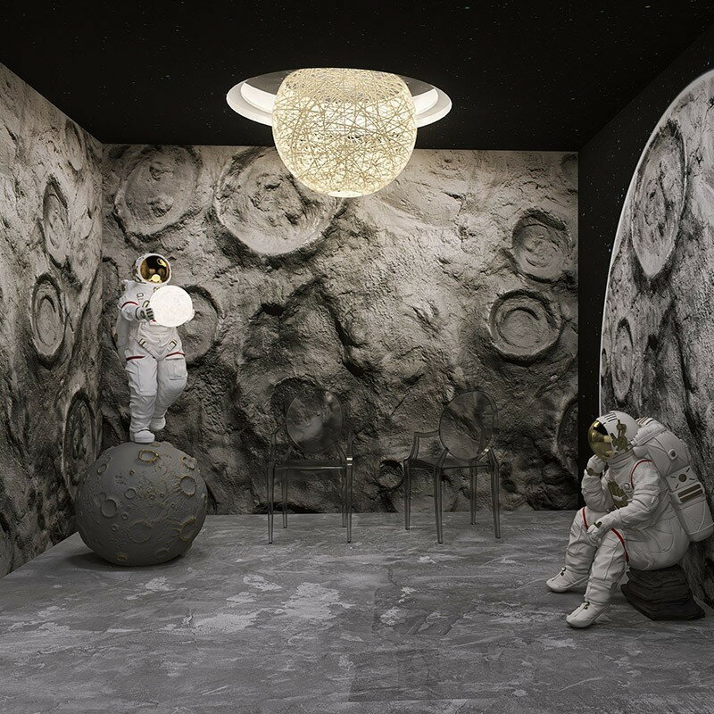 3d坑窪感墻紙月球表麵隕石坑照間背墻工業吧壁紙