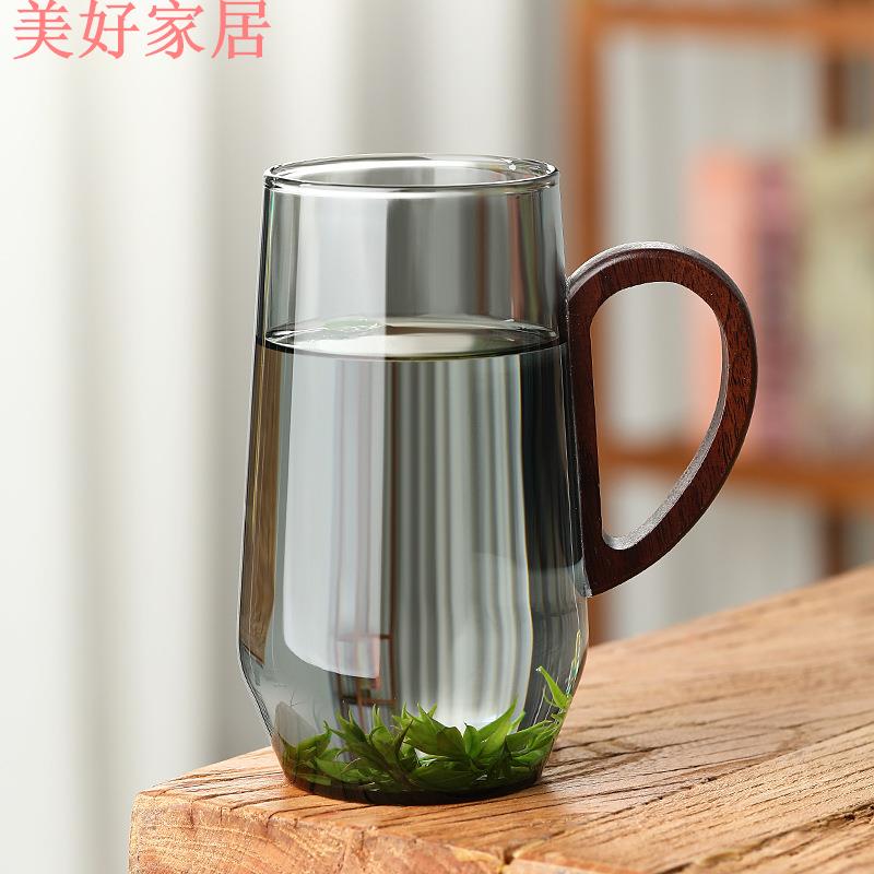 免運 茶壺 茶具 玻璃壺 開水壺 玻璃泡茶杯 玻璃杯茶杯帶把手家用玻璃杯透明水杯茶水杯綠茶杯