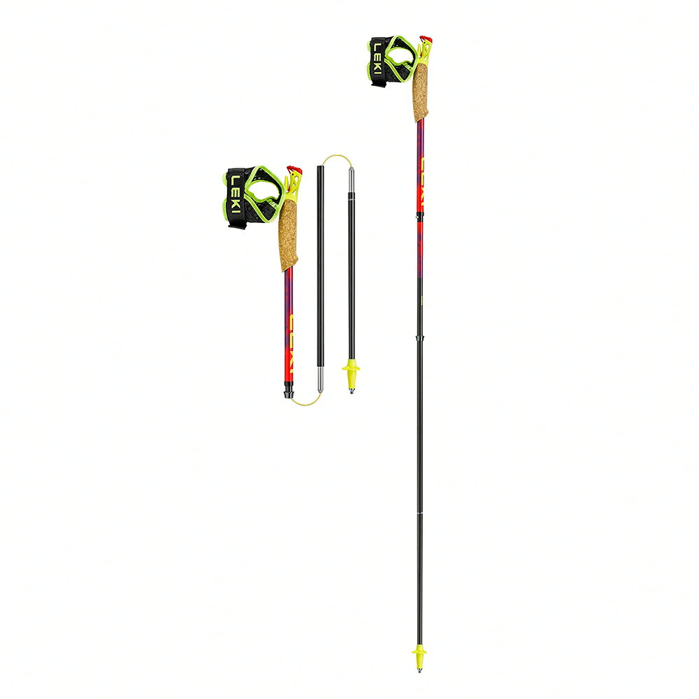 ├登山樂┤德國 LEKI Ultratrail FX.One SL 亮紅紫/螢光黃, 碳纖維越野跑杖 1對 # LEKI-65625841
