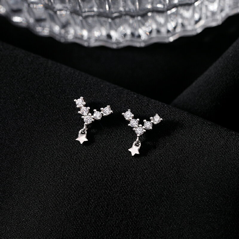 925純銀Y字母耳釘女年新款潮簡約耳環冷淡風氣質ins小巧耳飾