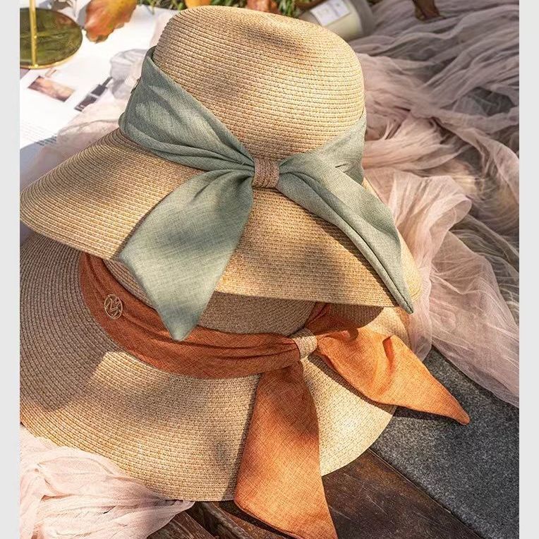 草帽 草帽可折疊帽子女夏防曬帽海邊沙灘度假遮陽帽太陽帽