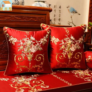 中式繡花抱枕刺繡沙發靠墊中國風古典靠背套椅子大號含芯腰枕靠枕