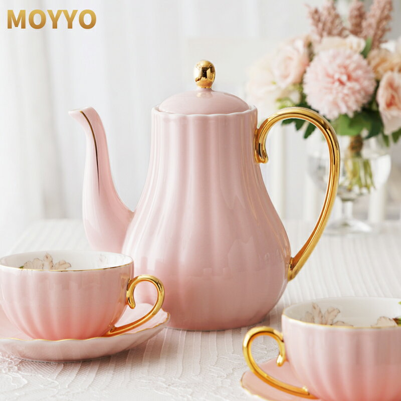 moyyo馬卡龍色咖啡具套裝莫蘭迪粉紅藍黃紫彩色咖啡下午茶壺杯碟