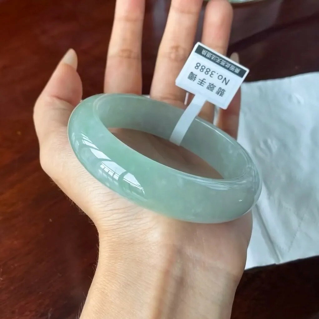 【現貨】油青翡翠玉手鐲女年輕款緬甸冰種飄花淺綠翡翠鐲子平安鐲豆種玉鐲【北歐家居生活】