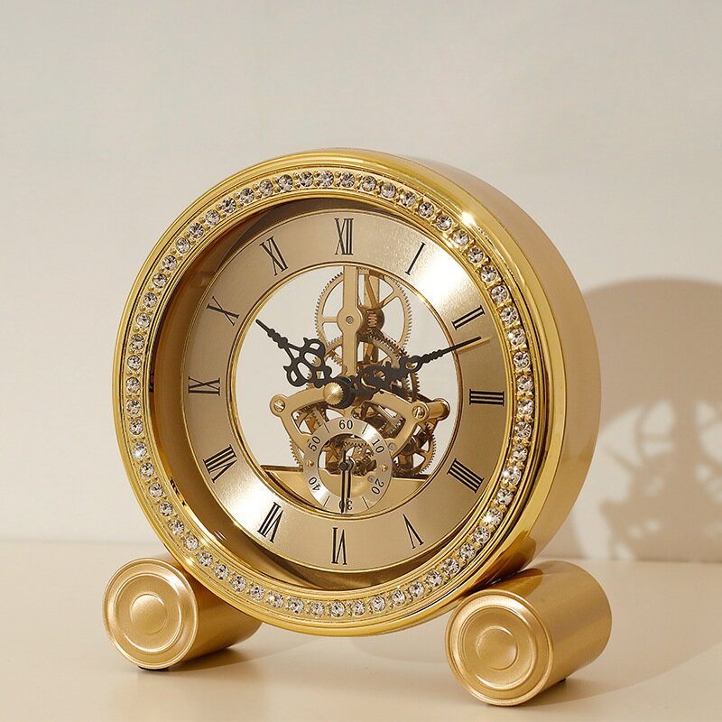 歐式黃銅座鐘擺鐘座鐘創意個客廳式鐘靜音擺坐鐘表C