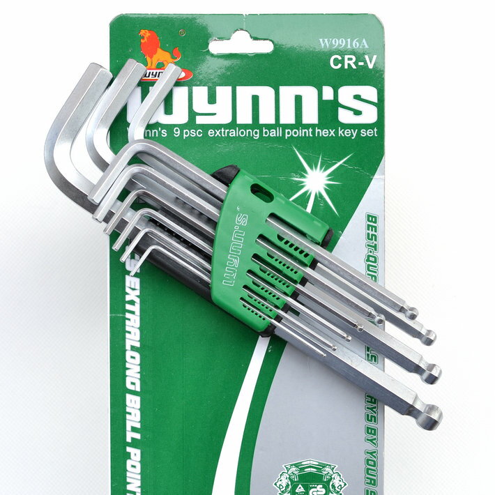 Wynns威力獅 9件套公制球頭型內六角扳手 9PCS鉻釩鋼六角棒 W9916