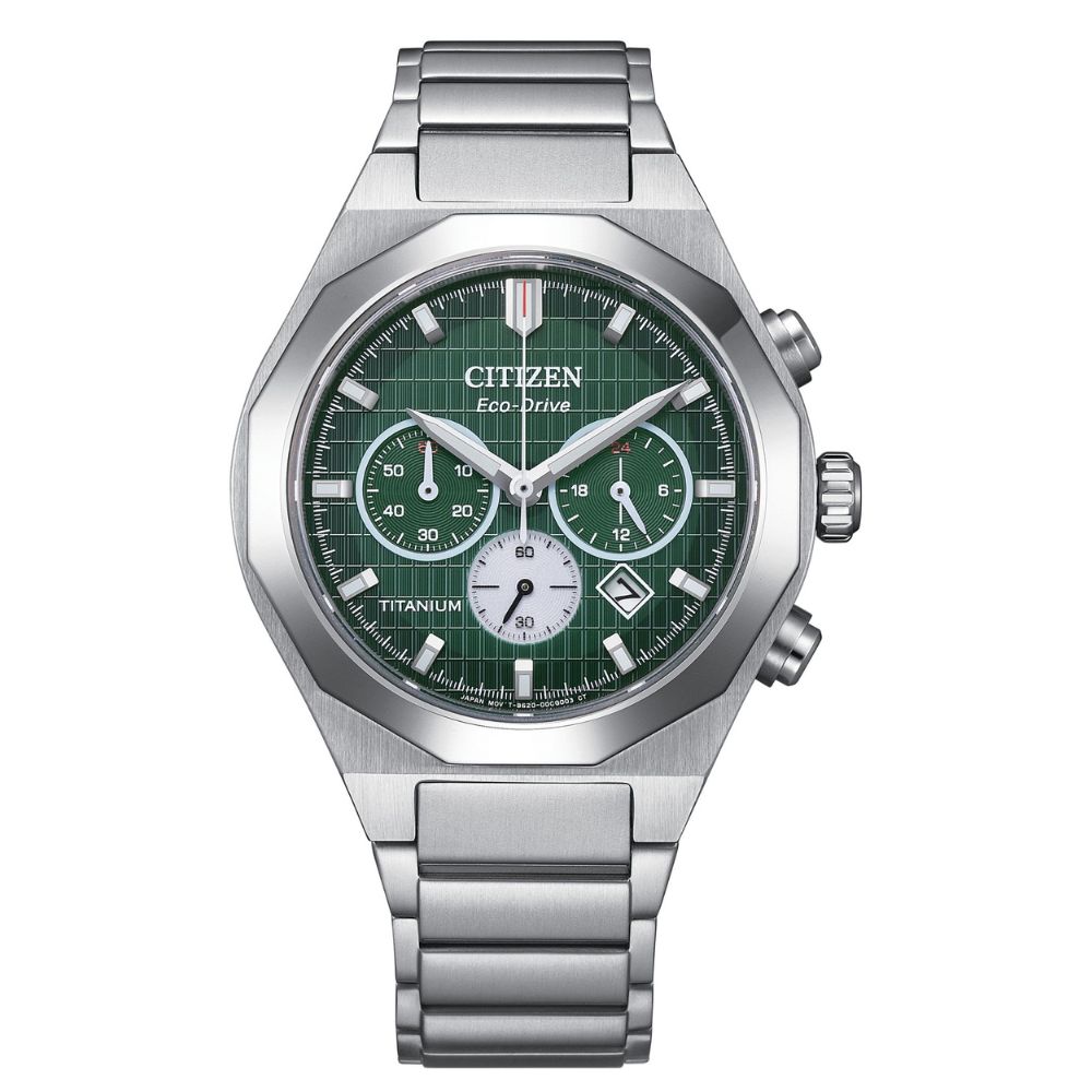 送禮首選★CITIZEN 星辰 GENT'S系列 Zenshin 超級鈦光動能計時腕錶-綠 CA4691-59X  附提袋【全館滿額折價★APP下單點數4倍送】線上購買享_實體門市同步服務
