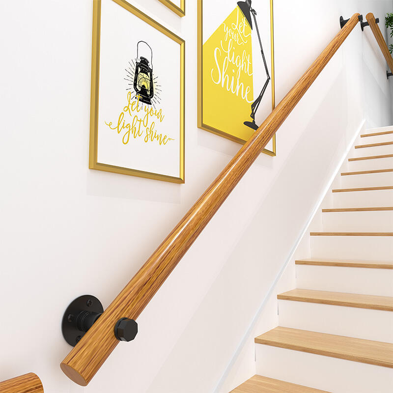 歐式樓梯扶手簡約家用靠墻實木室內走廊閣樓幼兒園防滑木扶手