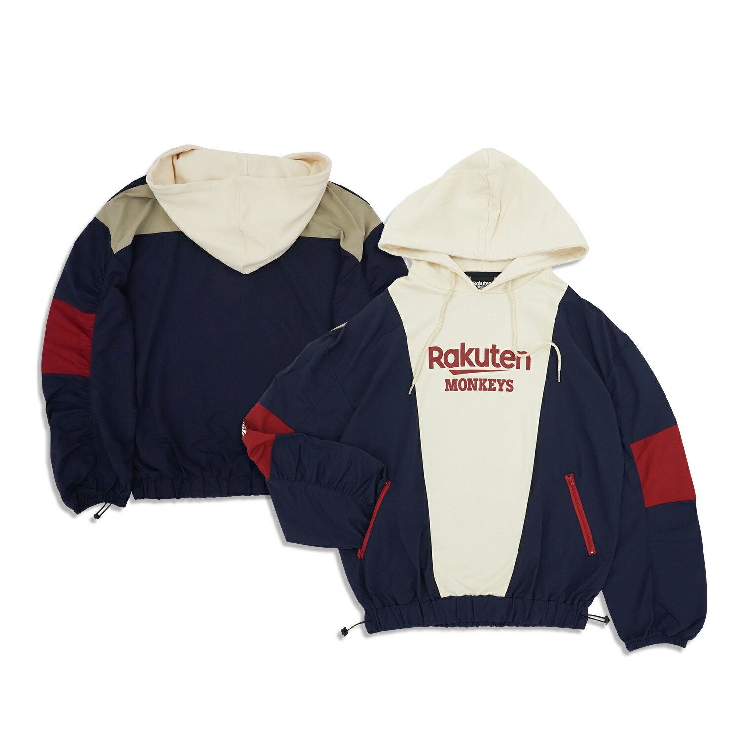 Rakuten拼接縮口風衣帽T