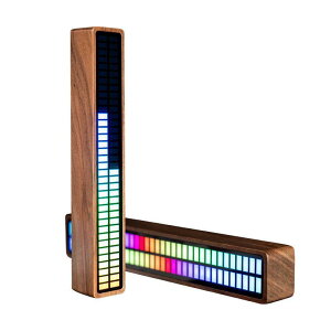 音頻燈 RGB拾音氛圍燈電競桌面電腦音頻車載聲控音樂氣氛實木節奏感應燈
