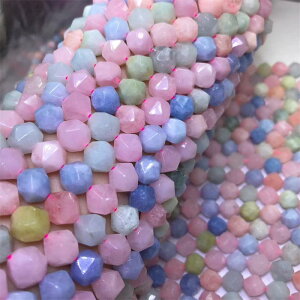 天然摩根石鉆石面糖果色摩根石切刻面散珠半成品 diy水晶飾品配件