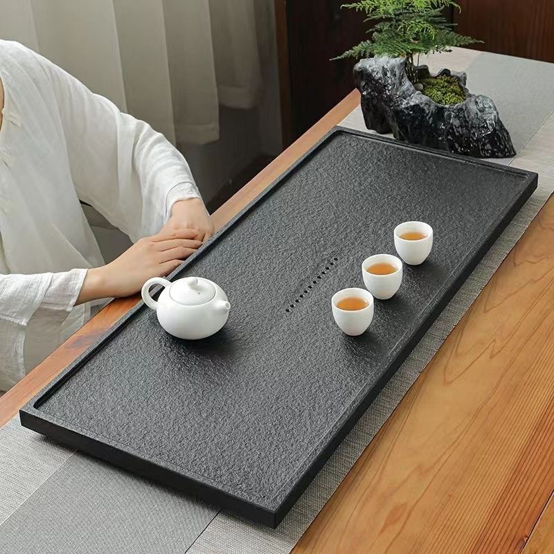 免運 功夫茶盤茶具 天然整塊烏金石茶盤家用簡約石頭茶海大號現代石材茶臺功夫茶具託
