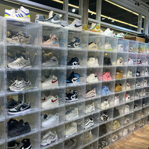 AJ塑料鞋盒球鞋鞋盒收納盒透明鞋柜鞋子收納神器鞋收納收藏鞋墻